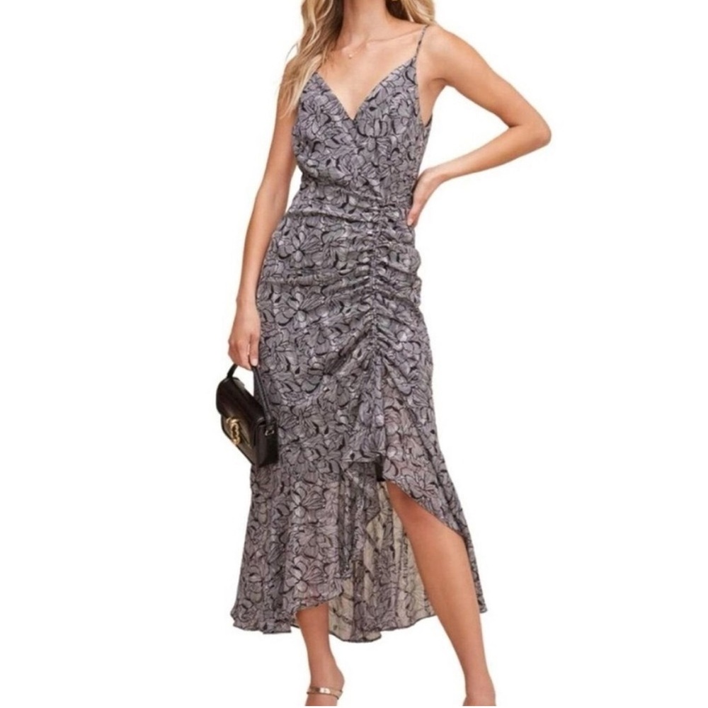 ASTR the Label Asymmetrical Black Floral Dress